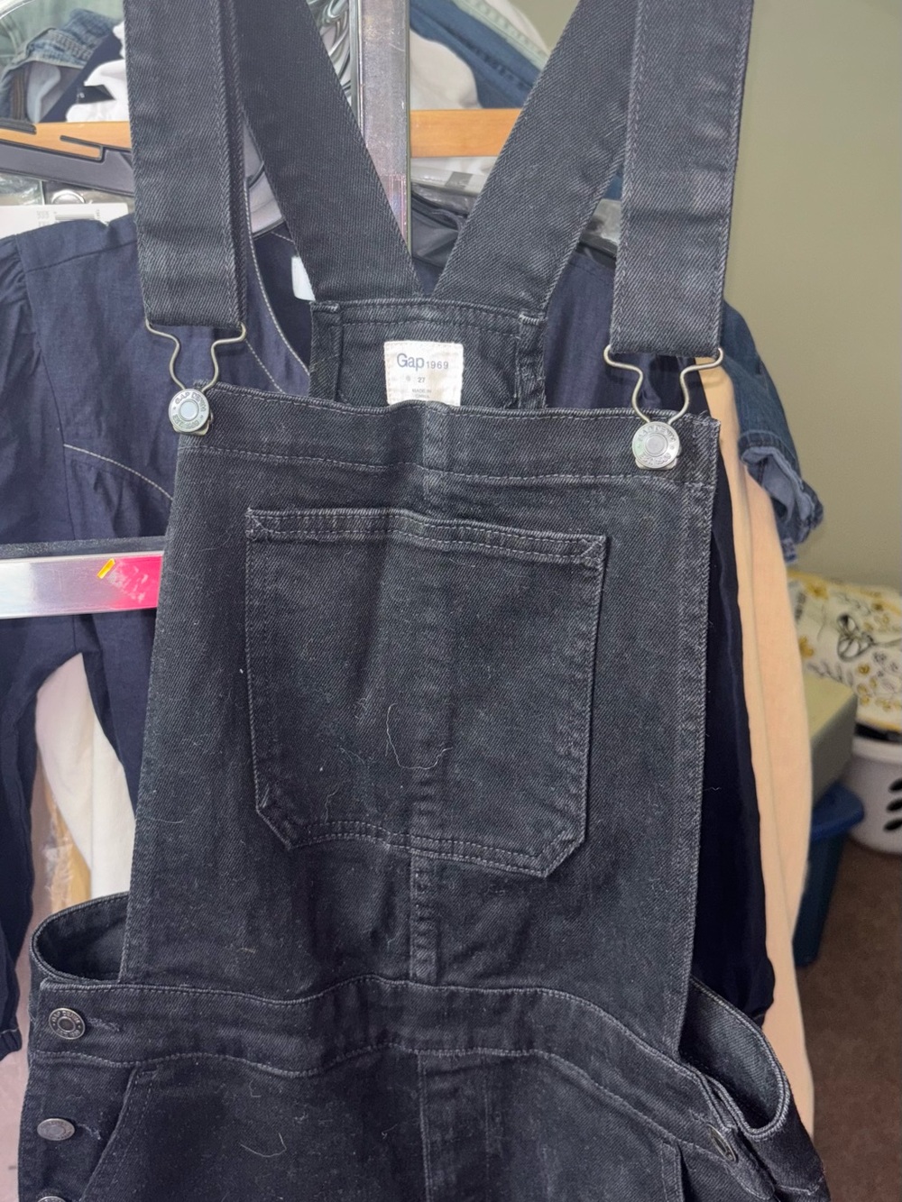 GAP Black Denim Adjustable Strap Overalls